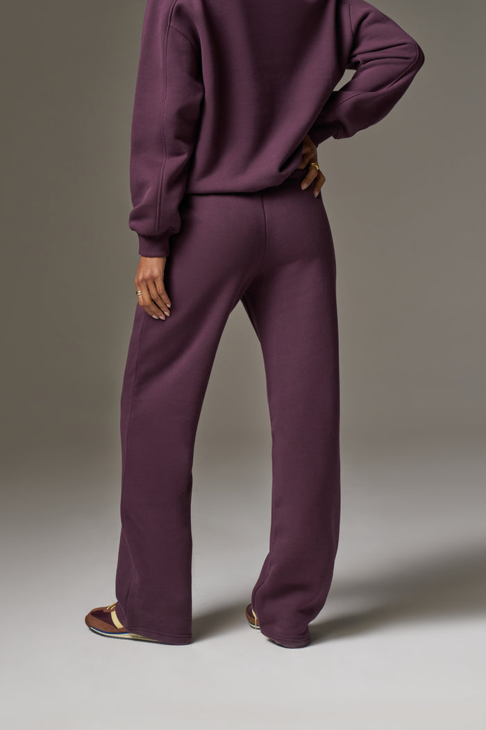 EMBOSSED STRAIGHT LEG JOGGERS - PLUM