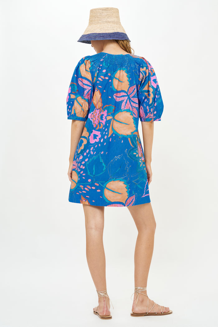 Embroidered Button Mini- Antico Blue