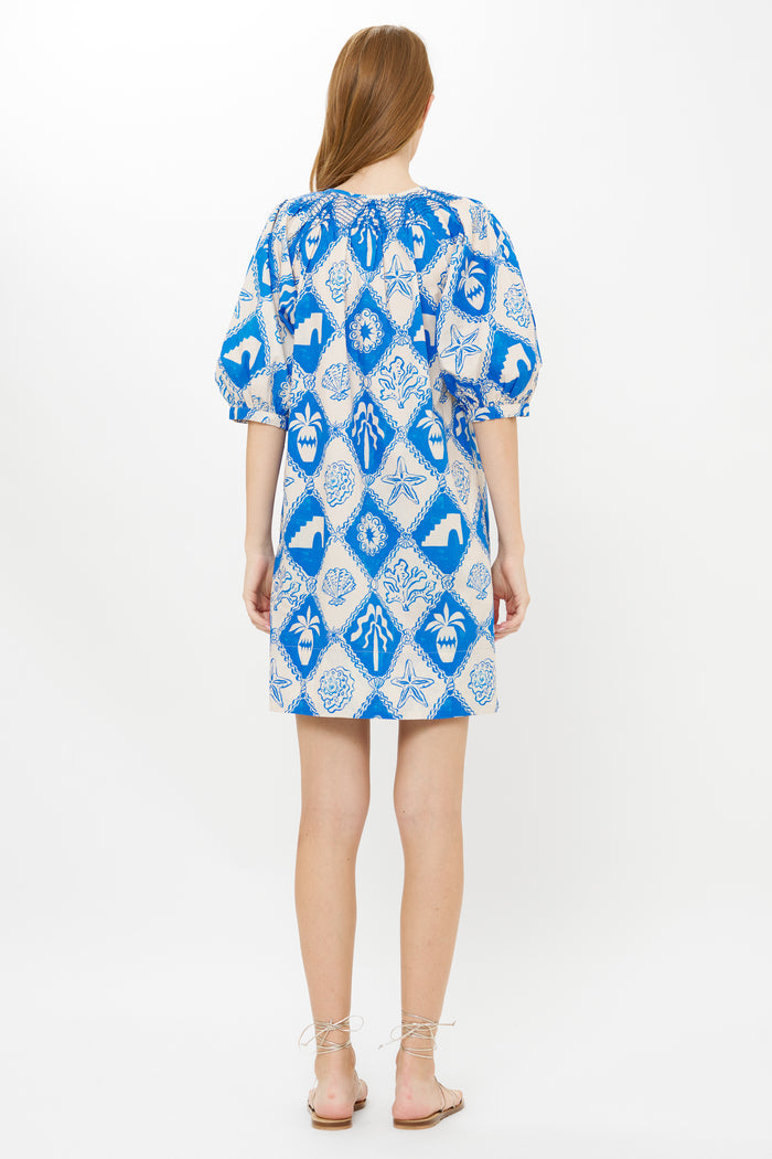 Embroidered Button Mini- Asterias Blue