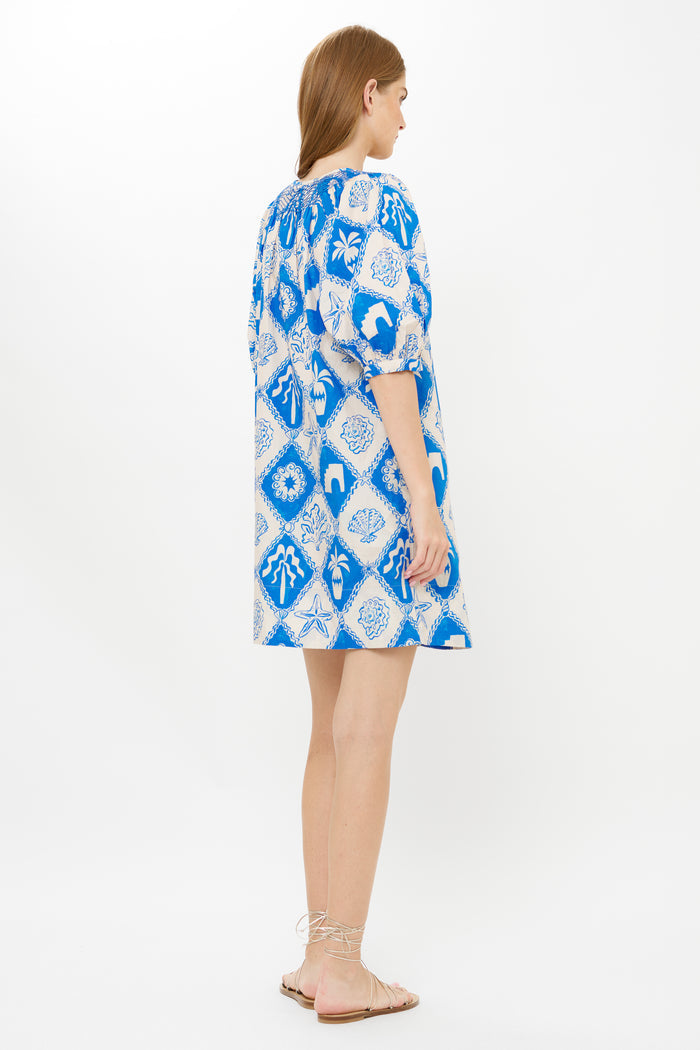 Embroidered Button Mini- Asterias Blue