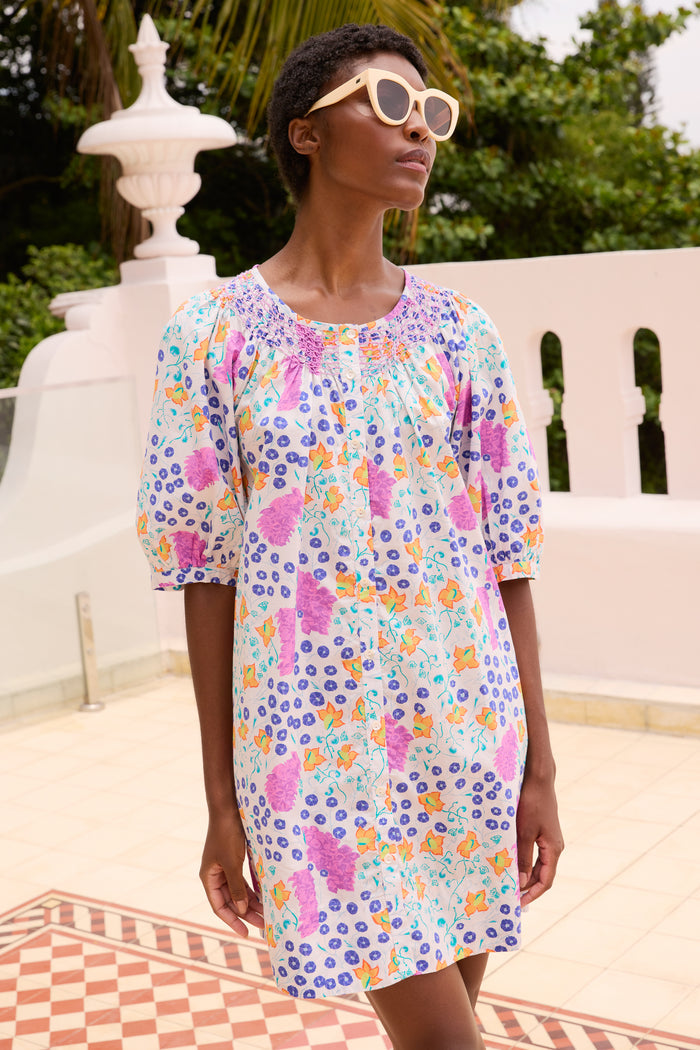 Embroidered Button Mini- Fleur Lilac