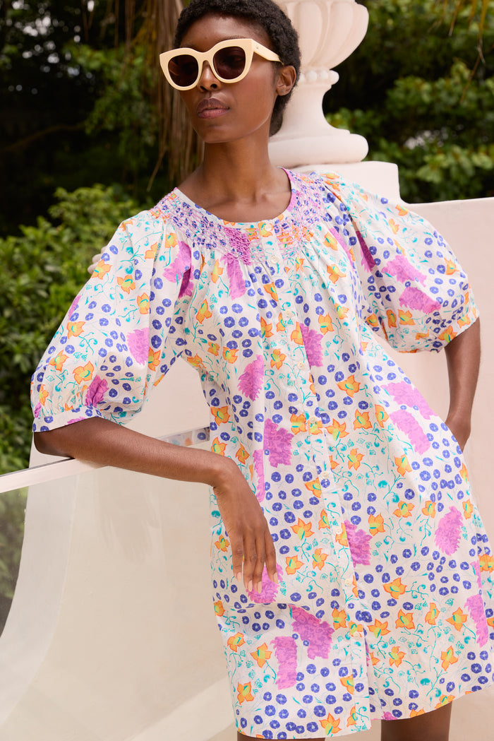 Embroidered Button Mini- Fleur Lilac