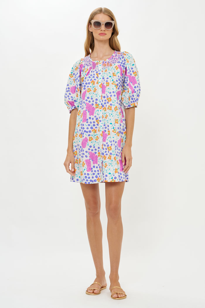 Embroidered Button Mini- Fleur Lilac