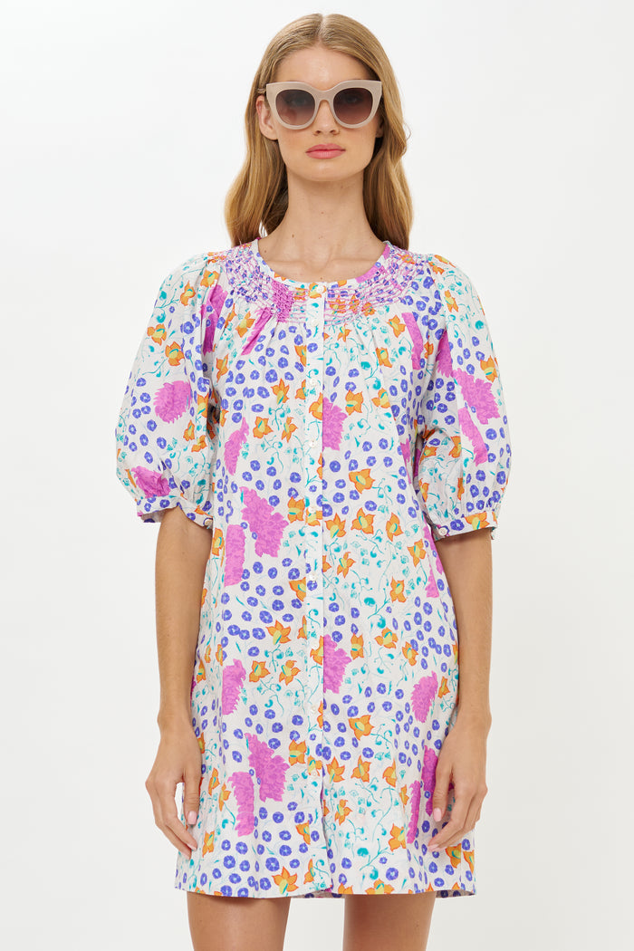 Embroidered Button Mini- Fleur Lilac