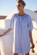 Embroidered Button Mini- Sconset Blue