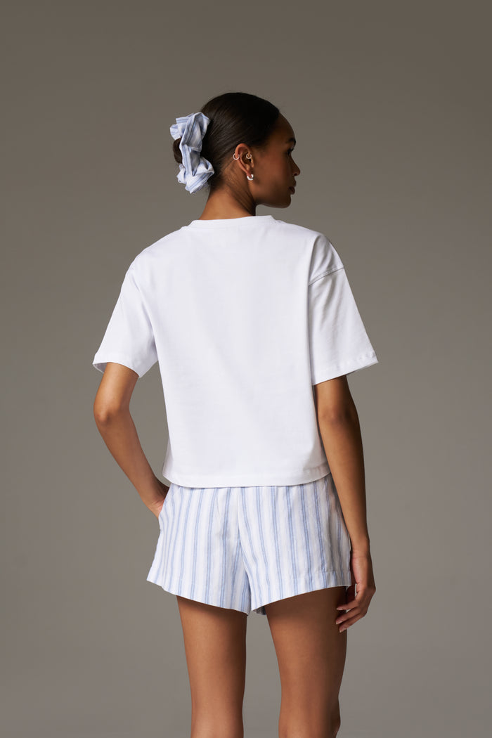 EMBROIDERED PALM GRAPHIC BOXY T-SHIRT - WHITE