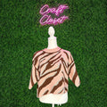 ENTRO Animal Print Short Sleeve Sweater Top In Blush