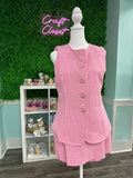 ENTRO Gingham Sleeveless Romper In Pink *Final Sale*