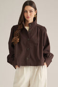 ENTRO Jacket With Stand Collar In Brown