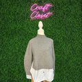 ENTRO Long Sleeve Sweater Combo Top In Heather Grey