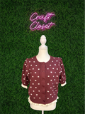 ENTRO Polka Dot Short Sleeve Sweater In Wine