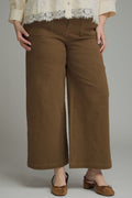 ENTRO Solid Horse Bit Detail Pant In Brown PLUS Sizes