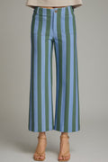 ENTRO Striped Pant In Hunter Green