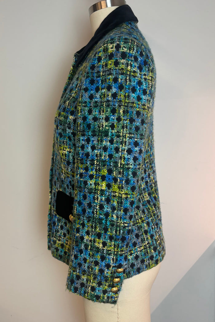 Escada Wool Blue Tweed Blazer