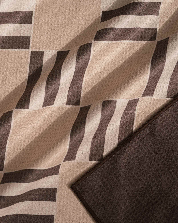 Kyoto chocolate brown and beige check sand-free beach towel, Sand Society