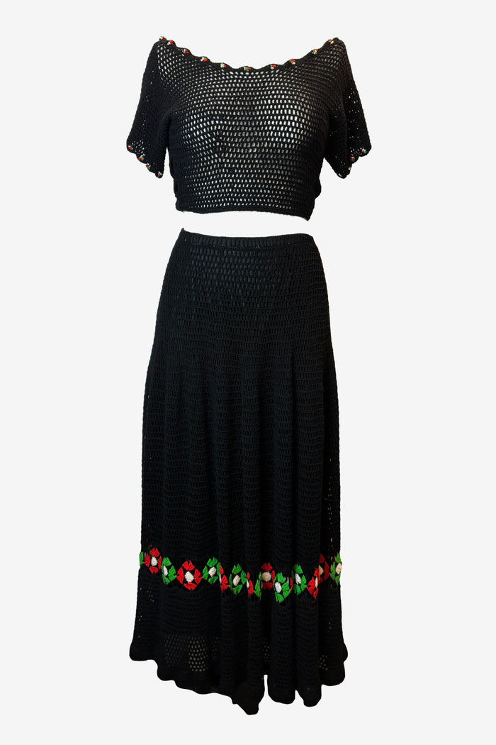 Ethereal Crochet Top & Midi Skirt Set image 0