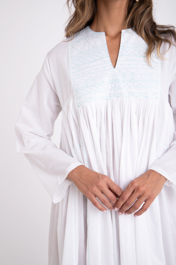 Farida Cotton Blue Thread Dress