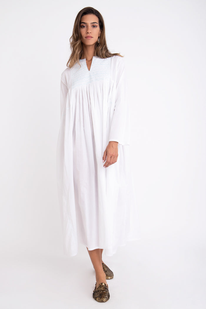 Farida Cotton Blue Thread Dress