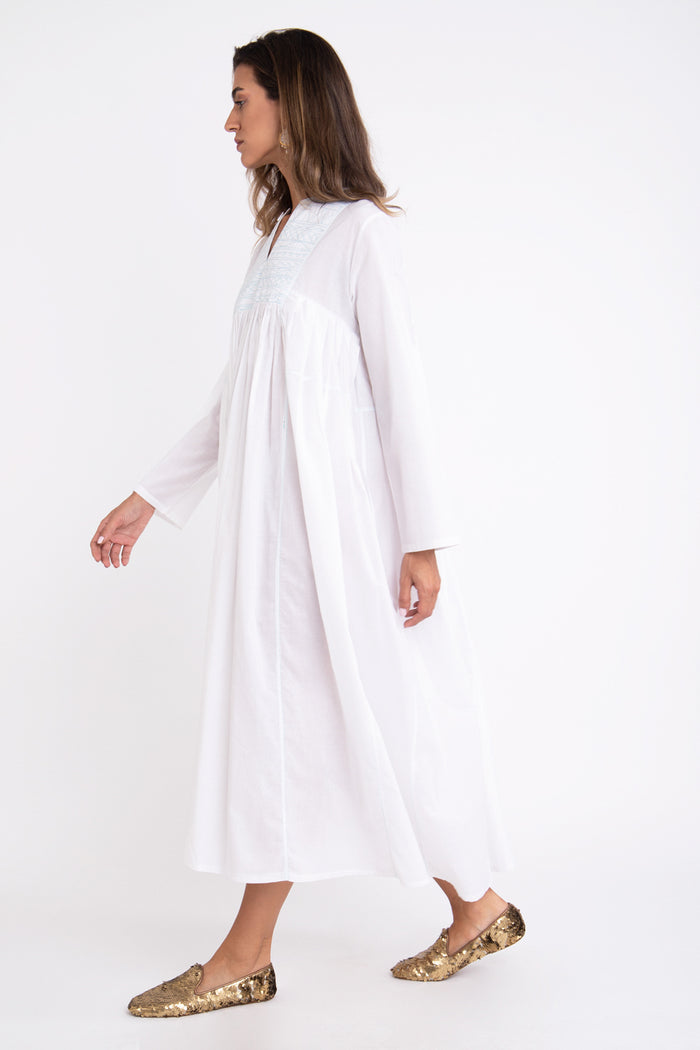 Farida Cotton Blue Thread Dress