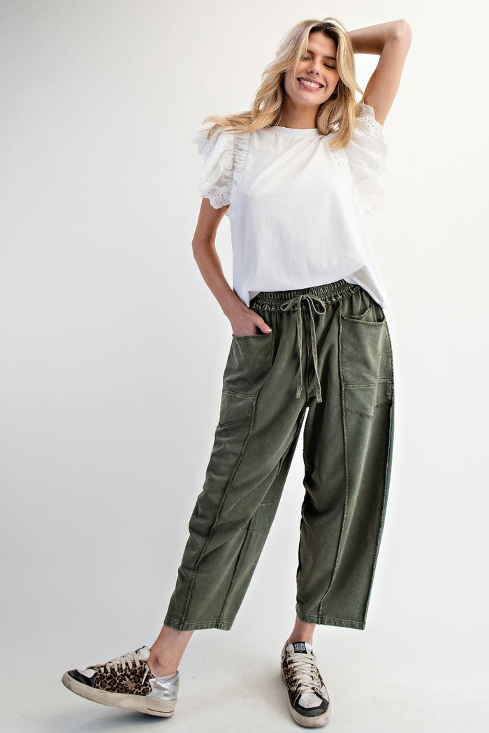 Women's green wide leg pants