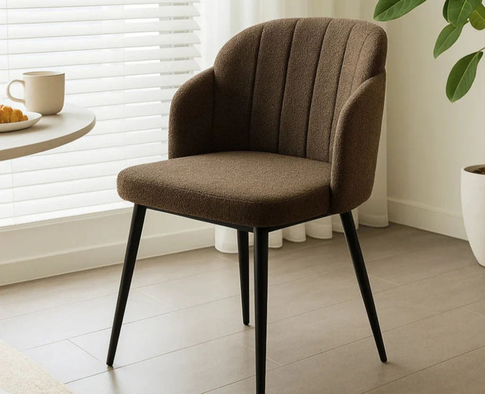 Fawn Field Dining Chair – Modern Upholstered Dining Chair for Home & Café Textured Dark Grey