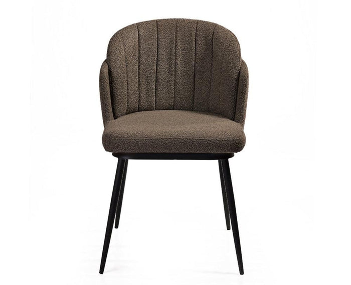 Fawn Field Dining Chair – Modern Upholstered Dining Chair for Home & Café Textured Dark Grey