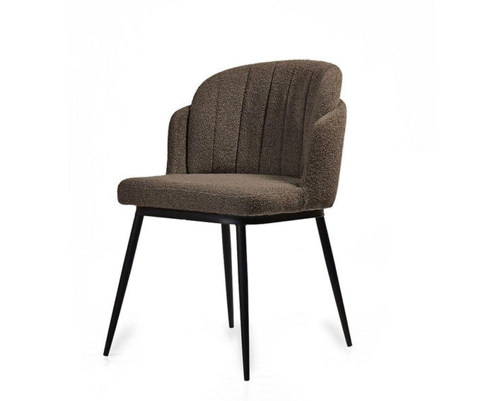 Fawn Field Dining Chair – Modern Upholstered Dining Chair for Home & Café Textured Dark Grey