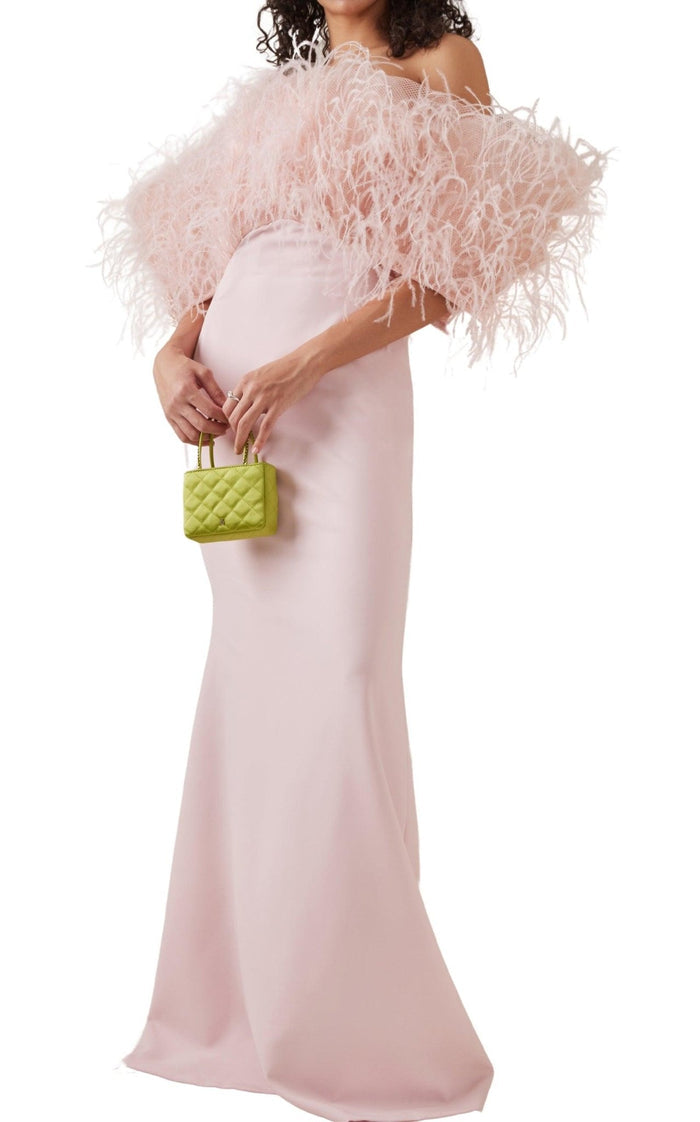 Aliétte Feather Trim Off - The - Shoulder Gown - Runway Catalog