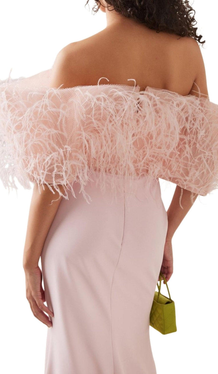 Aliétte Feather Trim Off - The - Shoulder Gown - Runway Catalog