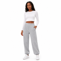 Fleece lined pants for women in gray with high waist, straight leg fit and soft warm interior for everyday winter outfits now