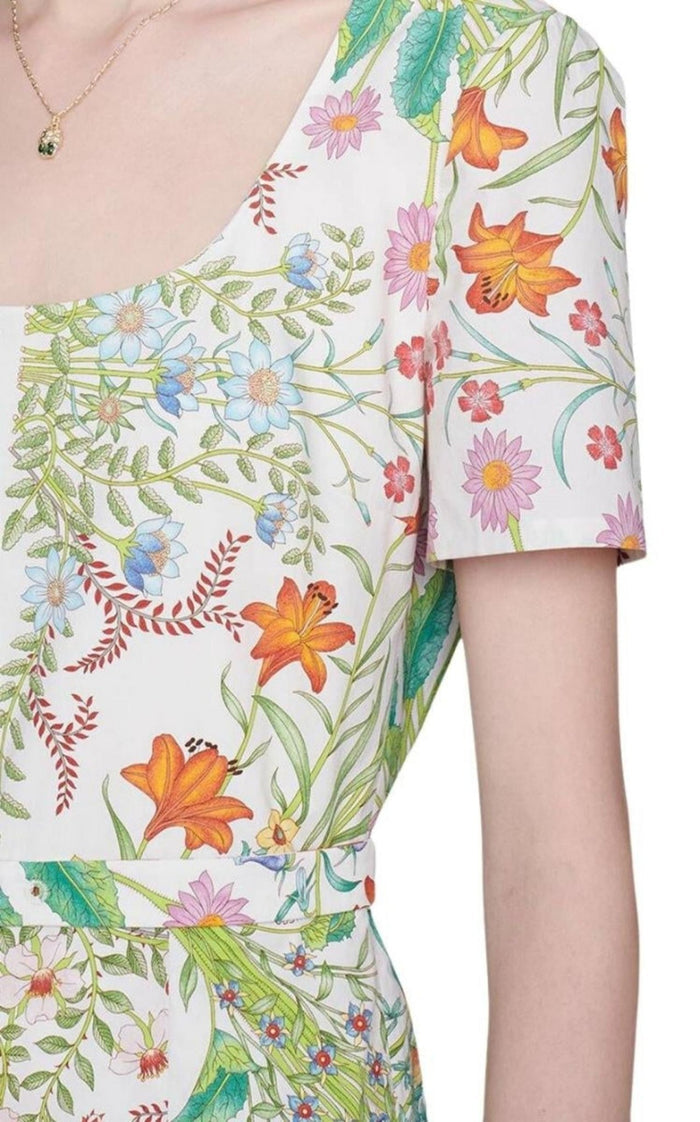 Gucci Flora Print Cotton Midi Dress - Runway Catalog