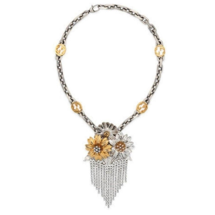 Gucci Floral Crystals Fringe Necklace - Runway Catalog