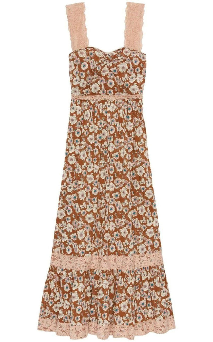 Gucci Floral - print Lace - trimmed Twill Dress - Runway Catalog