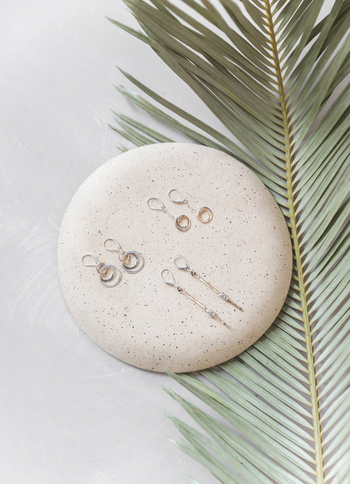 Flow Linked Circle Drop Gold and Silver Earrings