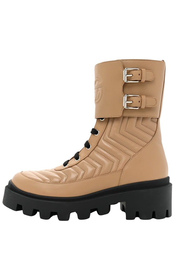 Gucci Frances Leather Combat Boots - Runway Catalog