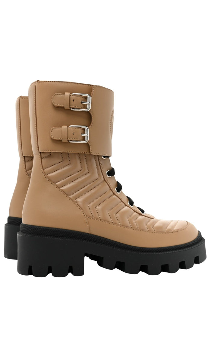 Gucci Frances Leather Combat Boots - Runway Catalog