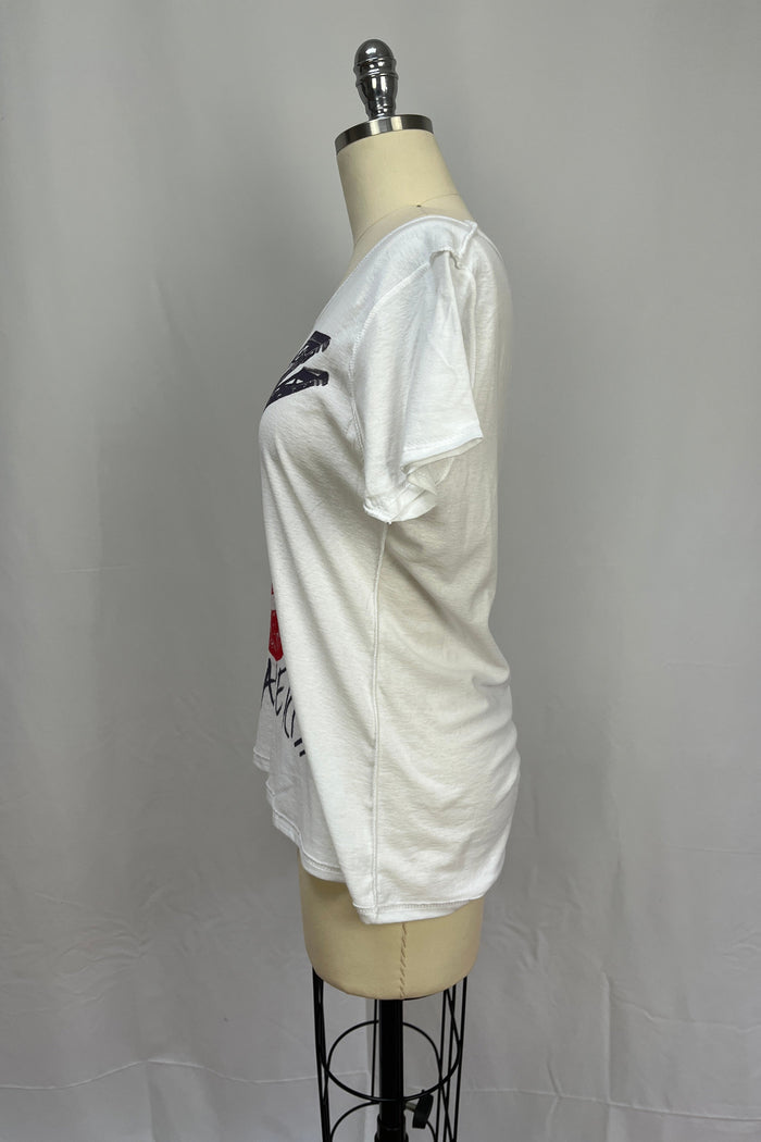 French Kiss Eiffel Cross White Tee