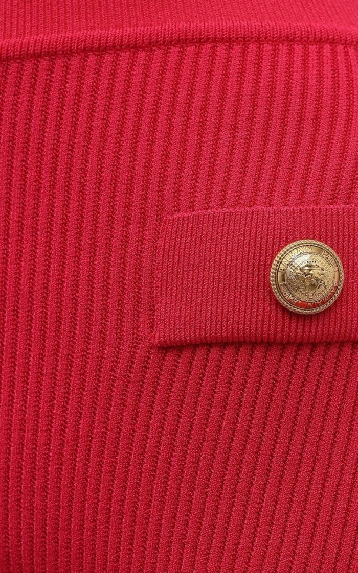 Balmain Button - embellished Ribbed Cycling Shorts - Runway Catalog