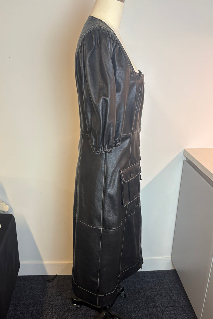 Ganni Leather Midi Dress