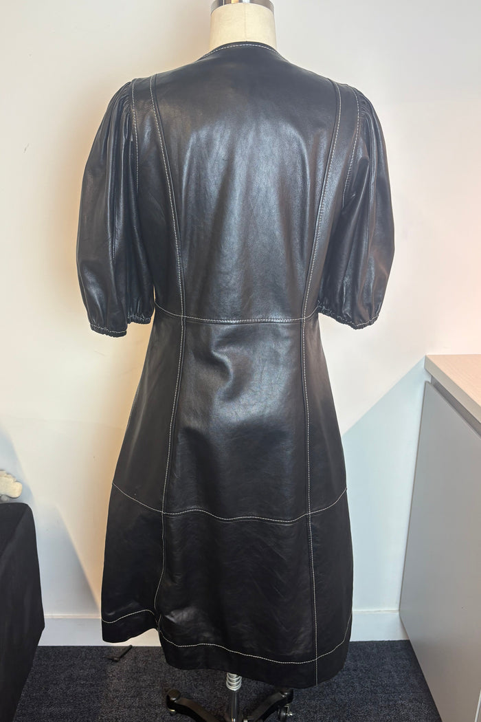 Ganni Leather Midi Dress