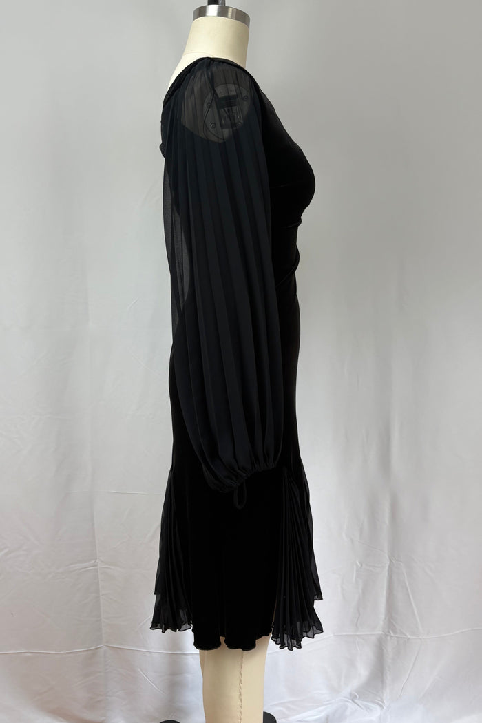 Gerry Shaw Black One Shoulder Velvet Cocktail Dress