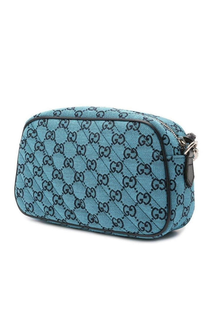 Gucci GG Marmont Quilted Crossbody Bag in Blue - Runway Catalog