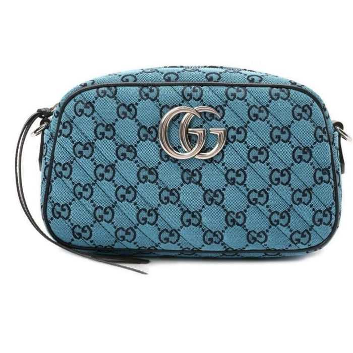 Gucci GG Marmont Quilted Crossbody Bag in Blue - Runway Catalog