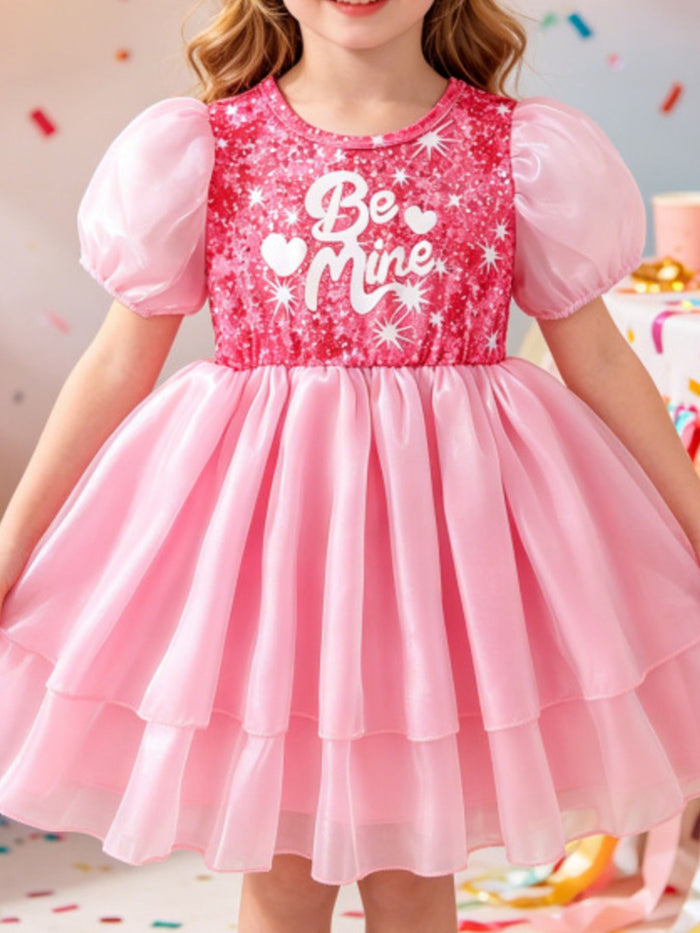 girls' sequin puff sleeve dress product view 1, showing the main design, finish, and details before choosing an option today.
