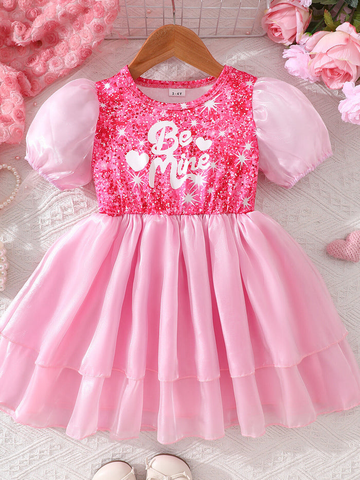 girls' sequin puff sleeve dress product view 2, showing the main design, finish, and details before choosing an option today.