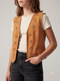 Girls' Studded Suede Vest