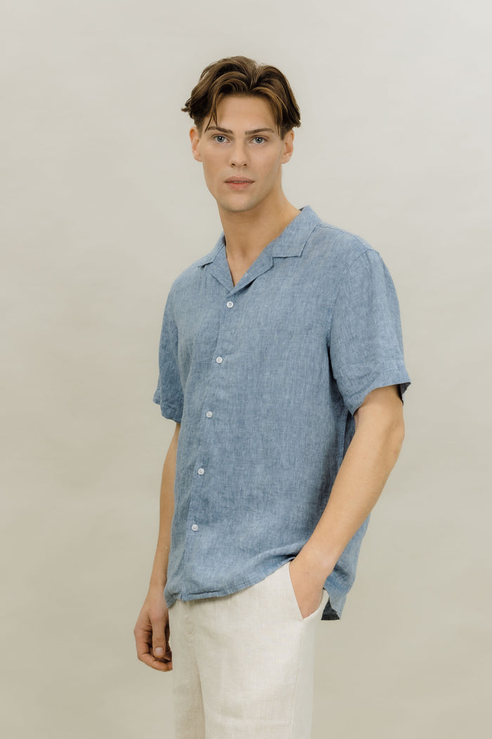 Urban Pioneers Male Giuseppe SS Shirt SS SHIRT MID BLUE