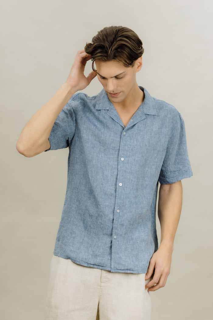 Urban Pioneers Male Giuseppe SS Shirt SS SHIRT MID BLUE