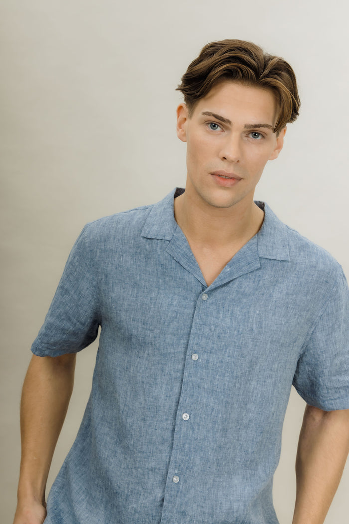 Urban Pioneers Male Giuseppe SS Shirt SS SHIRT MID BLUE