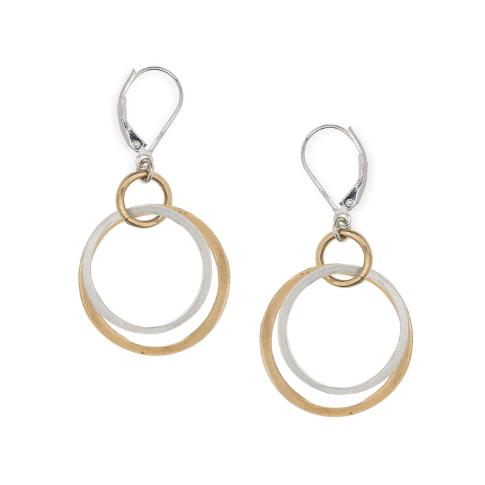 Glam Earrings hammered gold filled & sterling silver circles